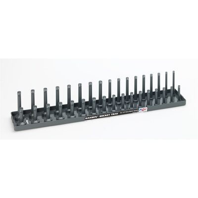 Hansen Global 1/2 Inch Metric 2 Row Regular/Deep Socket Holder Tray - Grey