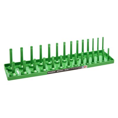 Hansen Global 1/2 Inch Standard 2 Row Regular/Deep Socket Holder Tray - Green