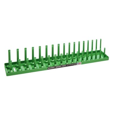 Hansen Global 1/2 Inch Metric 2 Row Regular/Deep Socket Holder Tray - Green