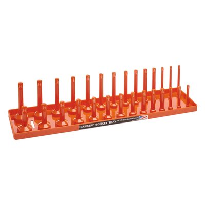 Hansen Global 1/2 Inch Standard 2 Row Regular/Deep Socket Holder Tray - Color Orange