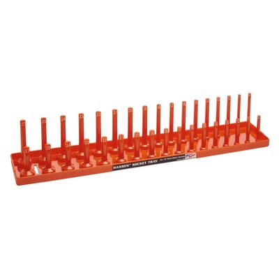 Hansen Global 1/2 Inch Metric 2 Row Regular/Deep Socket Holder Tray - Color Orange