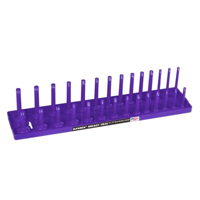 Hansen Global 1/2 Inch Standard 2 Row Regular/Deep Socket Holder Tray - Purple