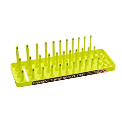 Hansen Global 1/4" SAE 3-Row Socket Tray Hi-Viz Yellow
