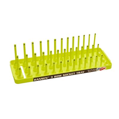 Hansen Global 1/4" Metric 3-Row Socket Tray - Hi-Viz Yellow