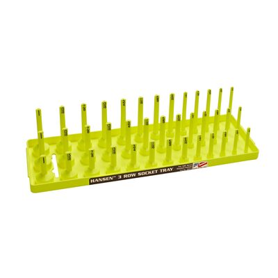 Hansen Global 3/8" SAE 3-Row Socket Tray - Hi-Viz Yellow