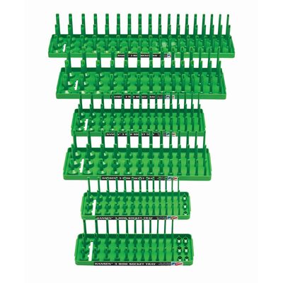 Hansen Global 6 Piece 3 Row Socket Tray Set - Green