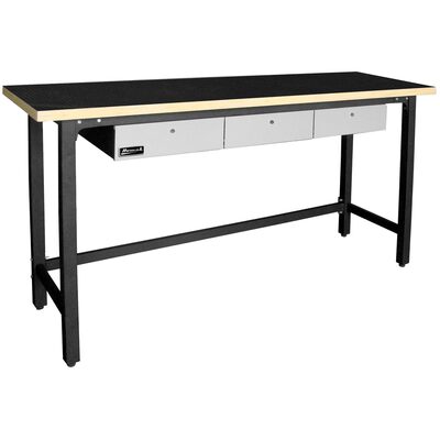 Homak Manufacturing Steel Workbench with 3 Drawers and Wood Top
