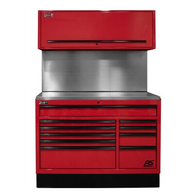 Homak Manufacturing 54 in. CTS Centralized Tool Storage with Solid Back Splash Set, Red