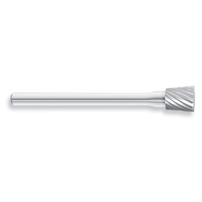 HTC Tool SN-51 Solid Carbide Burr, Inverted Cone Shape, 10 Degree Angle, Single Cut
