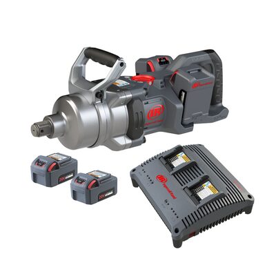 Ingersoll Rand 1 Inch 20V Cordless Impact Wrench 4 Battery Kit, 2600 ft-lb Torque, Friction Ring-Thru-hole Retainer, D-Handle