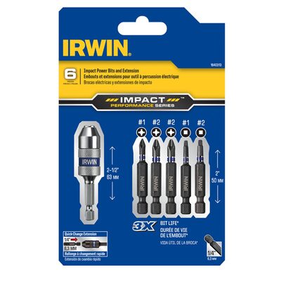 Irwin Industrial 6-Piece Impact Power Bits and Extension Set