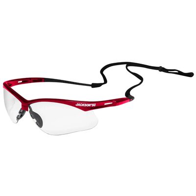 Jackson Safety Safety Glasses - SG Series - Clear Lens - Red Frame - STA-CLEAR Anti-Fog