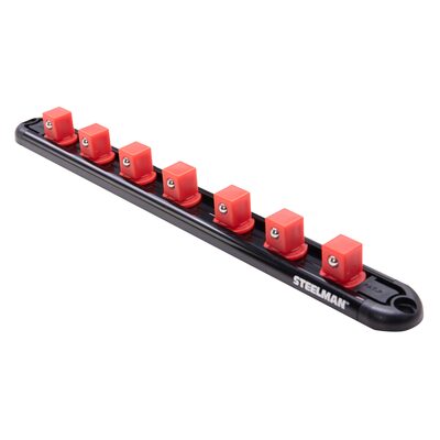 J S Products (steelman) 1/2-Inch Drive 7-Piece Aluminum Socket Storage Rail