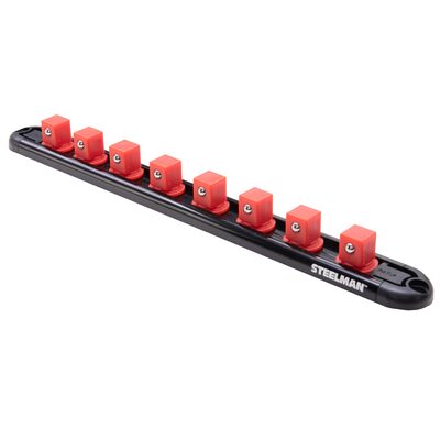 J S Products (steelman) 1/2-Inch Drive 8-Piece Aluminum Socket Storage Rail