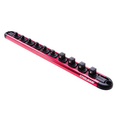 J S Products (steelman) 1/4-Inch and 3/8-Inch Drive 10-Piece Aluminum Socket Storage Rail