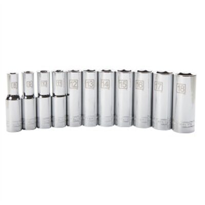 J S Products (steelman) 11-Piece 3/8-Inch Drive Deep 6-Point Chrome Metric Socket Set