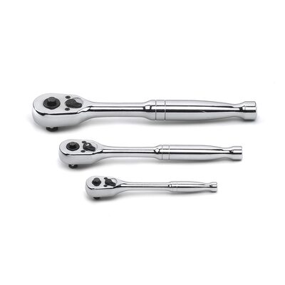 GearWrench 3 Piece 1/4 Inch, 3/8 Inch & 1/2 Inch Drive 45-Tooth Quick Release Teardrop Ratchet Set