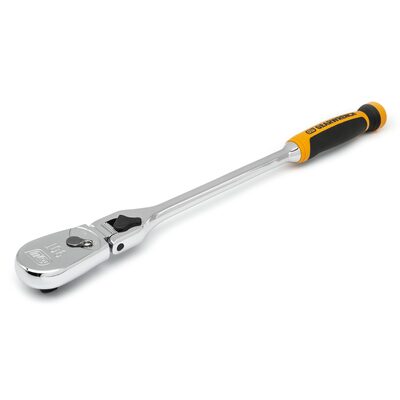GearWrench 1/2 Inch Drive 90-Tooth Dual Material Locking Flex Head Teardrop Ratchet 17 Inch