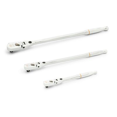 GearWrench 3 Piece 1/4 Inch, 3/8 Inch, 1/2 Inch  Drive 120XP Locking Flex Head Ratchet Set