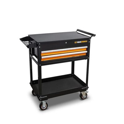 GearWrench 32 Inch 2 Drawer Black & Orange Utility Cart