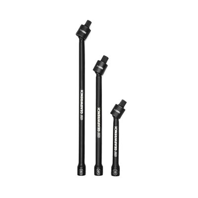 GearWrench 3 Piece 3/8 Inch Drive X-Core Pinless Universal Joint Impact Extension Set 6 Inch, 9 Inch & 12 Inch
