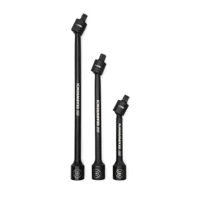 GearWrench 3 Piece 1/2 Inch Drive X-Core Pinless Universal Joint Impact Extension Set 6 Inch, 9 Inch & 12 Inch