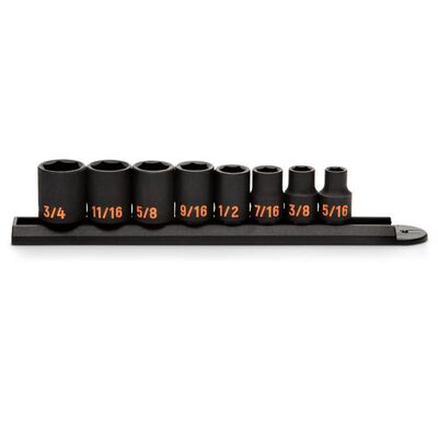 GEARWRENCH 8 Piece 3/8" Drive 6 Point SAE Hi-Viz Impact Socket Set