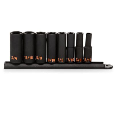 GEARWRENCH 8 Piece 3/8" Drive 6 Point SAE Hi-Viz Deep Impact Socket Set