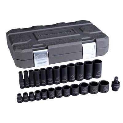 GearWrench 25 Piece 3/8 Inch Drive 6 Point Standard & Deep Impact SAE Socket Set
