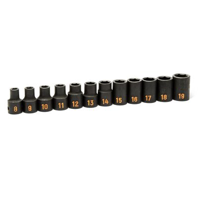 GEARWRENCH 12 Piece 1/2" Drive 6 Point Metric Hi-Viz Impact Socket Set