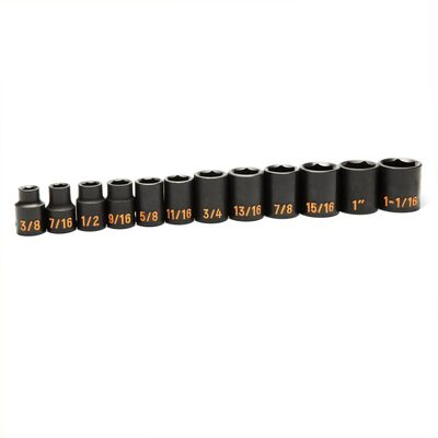 GEARWRENCH 12 Piece 1/2" Drive 6 Point SAE Hi-Viz Impact Socket Set