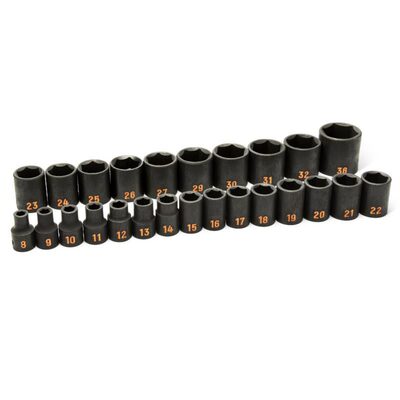 GEARWRENCH 25 Piece 1/2" Drive 6 Point Metric Hi-Viz Impact Socket Set