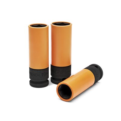GearWrench 3 Piece 1/2 Inch Drive High-Strength Wheel Protector Impact Metric Socket Set