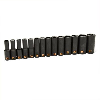 GEARWRENCH 14 Piece 1/2" Drive 6 Point Metric Hi-Viz Deep Impact Socket Set