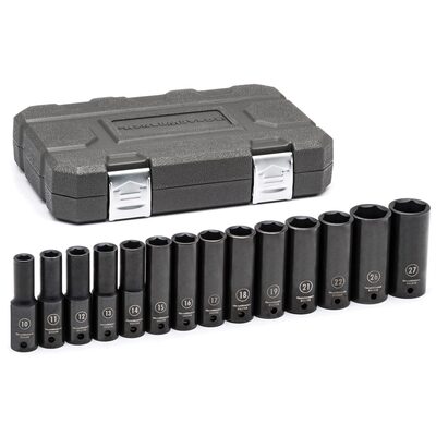 GearWrench 14 Piece 1/2 Inch Drive 6 Point Deep Impact Metric Socket Set