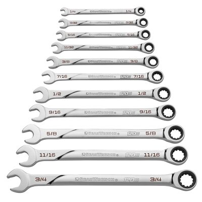 GearWrench 11 Piece 120XP Universal Spline XL Ratcheting Combination SAE Wrench Set