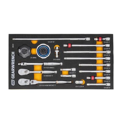 GearWrench 18 Piece 1/4" 90-Tooth Ratchet & Drive Tool Set with Foam Storage Tray