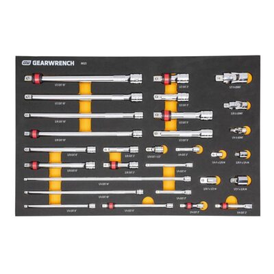 GearWrench 29 Piece 1/4", 3/8", 1/2" Drive Master Chrome Drive Tool Accessories Set with Foam Storage Tray