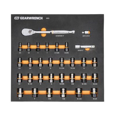 GearWrench 31 Piece 3/8" Drive 90T Ratchet and Bolt Biter'Ѣ Socket Set with Foam Storage Tray