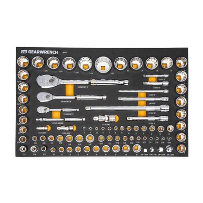 GearWrench 83 Piece 1/4", 3/8", & 1/2" 90-Tooth SAE/Metric Mechanics Tool Set with Foam Storage Tray