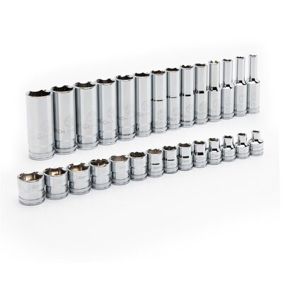 GearWrench 28 Piece 3/8 Inch Drive 6 Point Standard and Deep Socket Set