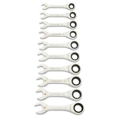 GearWrench 10 Piece 90-Tooth 12 Point Metric Stubby Ratcheting Combination Wrench Set