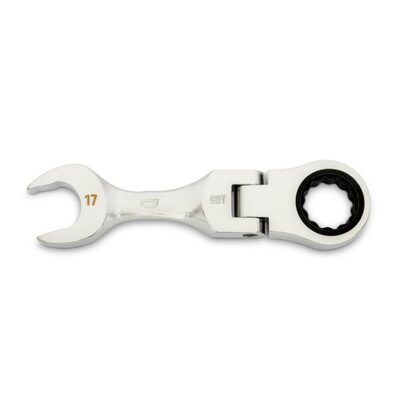 GearWrench 17mm 90-Tooth 12 Point Stubby Flex Combination Ratcheting Wrench