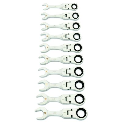 GearWrench 10 Piece 90-Tooth 12 Point Metric Stubby Flex Ratcheting Combination Wrench Set