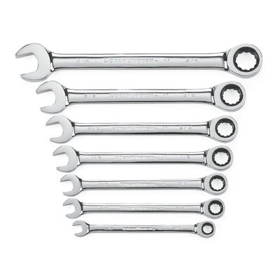 GearWrench 7 Piece 72-Tooth 12 Point Ratcheting Combination SAE Wrench Set