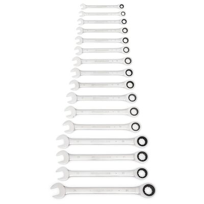 GearWrench 16 Piece 72-Tooth 12 Point Ratcheting Combination Metric Wrench Set