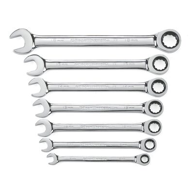 GearWrench 7 Piece 72-Tooth 12 Point Ratcheting Combination Metric Wrench Set