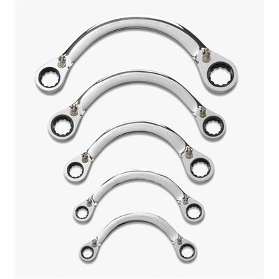 GearWrench 5 Piece 72-Tooth 12 Point Reversible Half Moon Double Box Ratcheting Metric Wrench Set