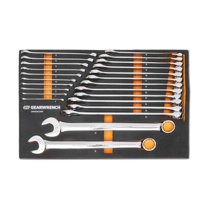 GearWrench 24 Piece 12 Point Long Pattern Combination Metric Wrench Set in Foam Storage Tray