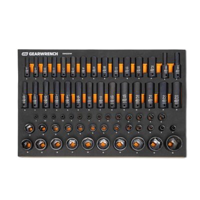 GearWrench 66 Piece 1/4", 3/8", 1/2" Drive 6 Point Metric Impact Socket Set in Foam Storage Tray